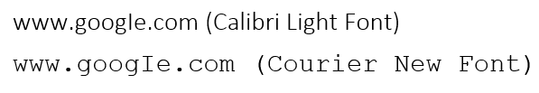 The impact of font choice. Both versions use the same characters, but the substitution is only obvious for one of them.